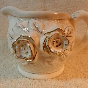 Vintage Basket Weave Ivory Porcelain Creamer Japan